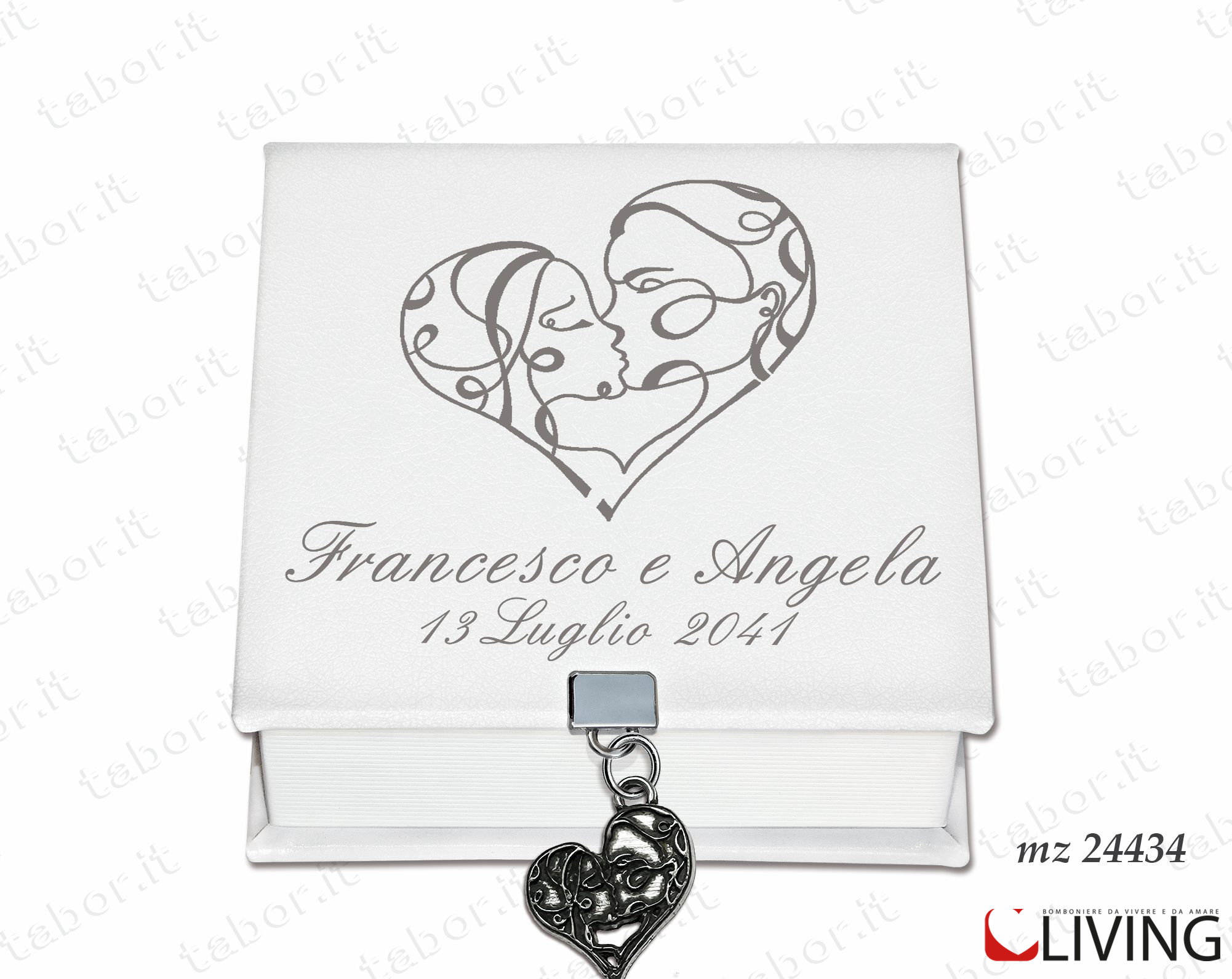 Bomboniera scatola degustazione personalizzabile portagioie cuore sposi