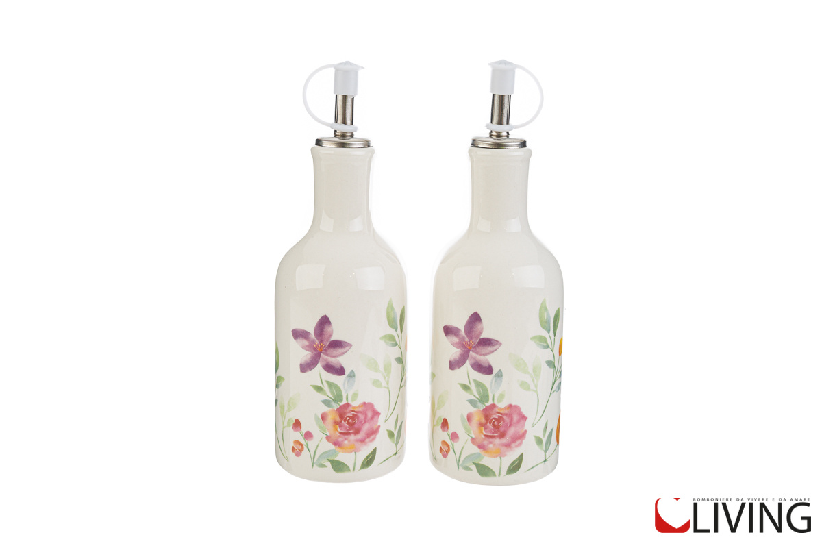 Bomboniera set olio e aceto porcellana fiorata