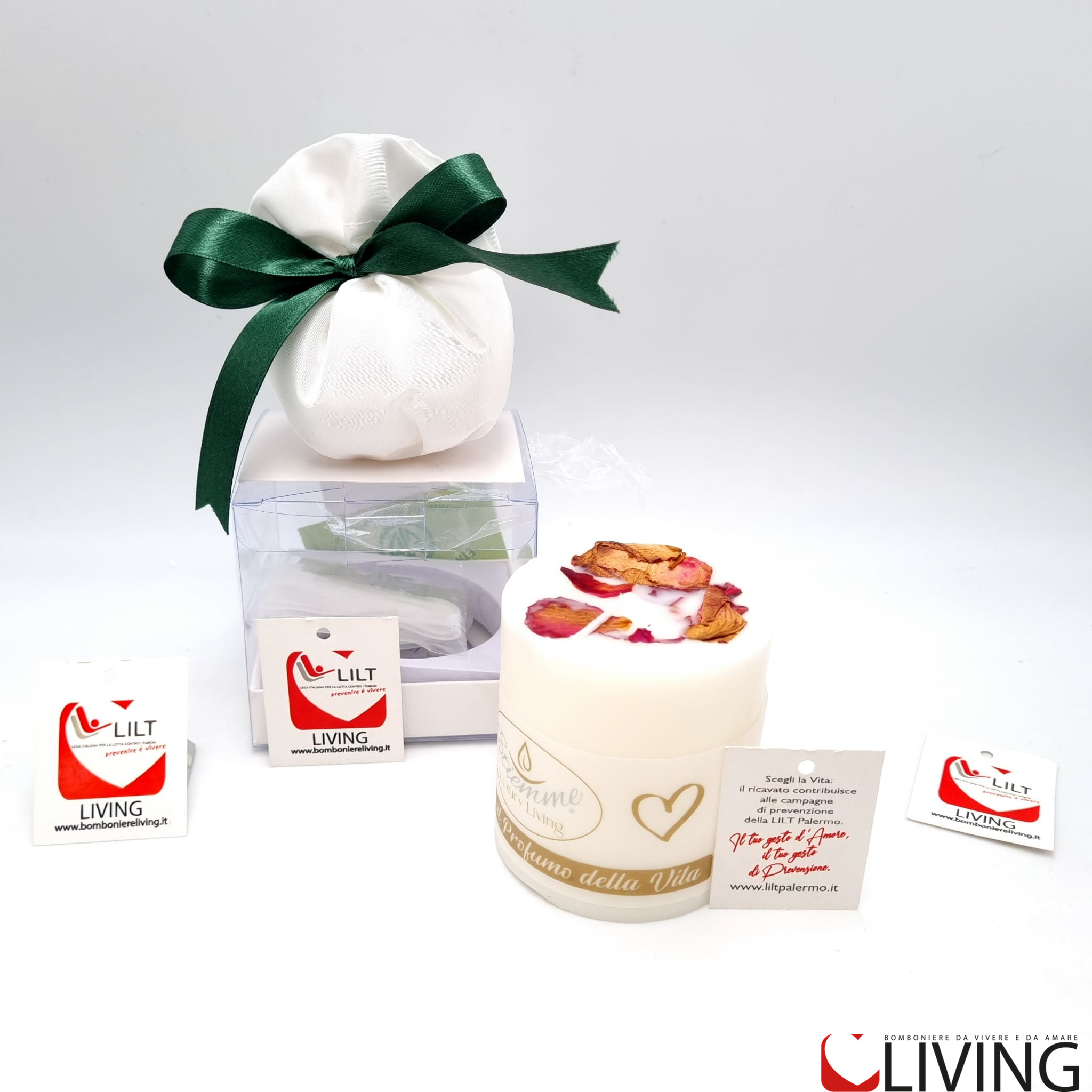 Bomboniera linea solidale LILT-LIVING candela linea Essenza