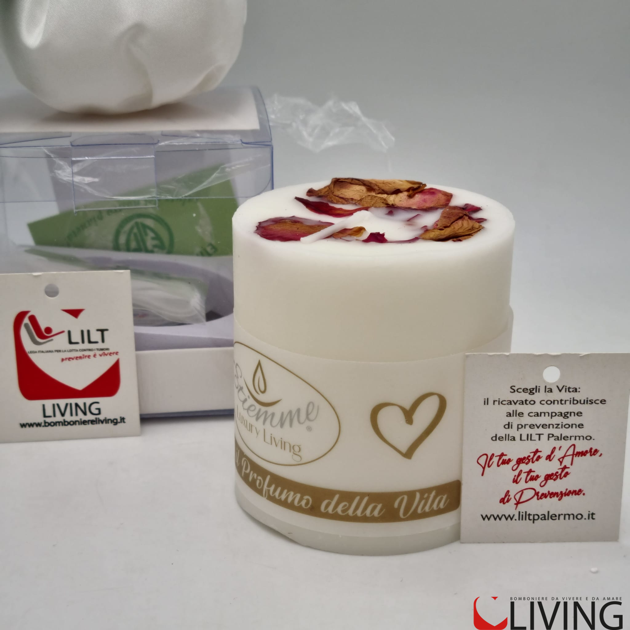 Bomboniera linea solidale LILT-LIVING candela linea Essenza - immagine 2