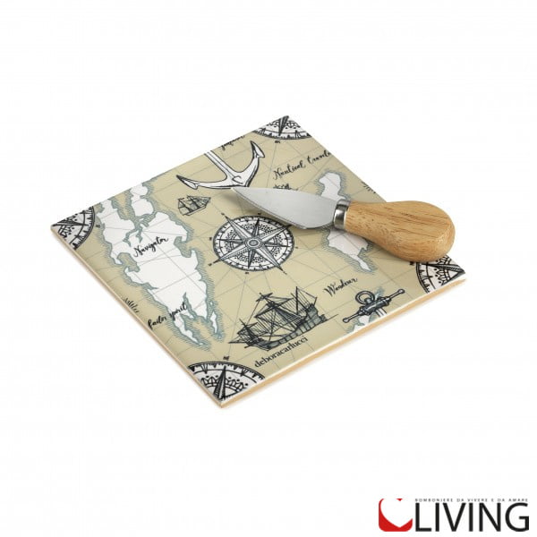 Bomboniera tagliere stampa nautica base sughero