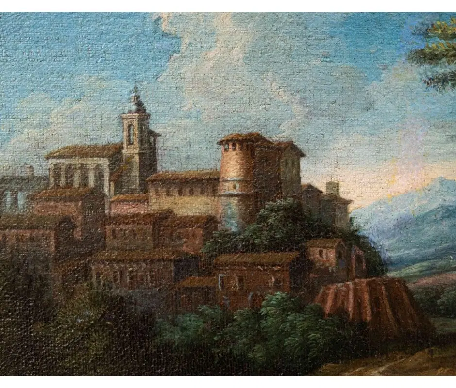 Bottega di Jan Frans van Bloemen (Anversa, 1622 – Roma, 1749), Paesaggio laziale - immagine 5