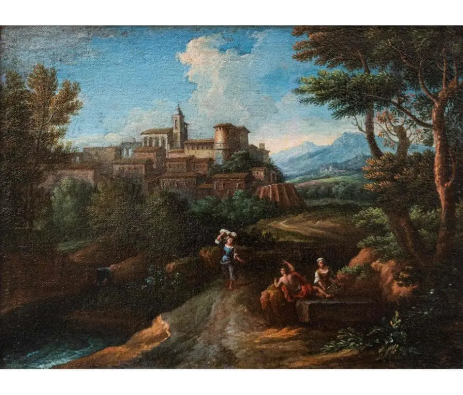 Bottega di Jan Frans van Bloemen (Anversa, 1622 – Roma, 1749), Paesaggio laziale