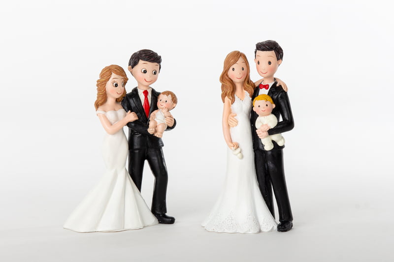 Cake topper sposi con bimbo