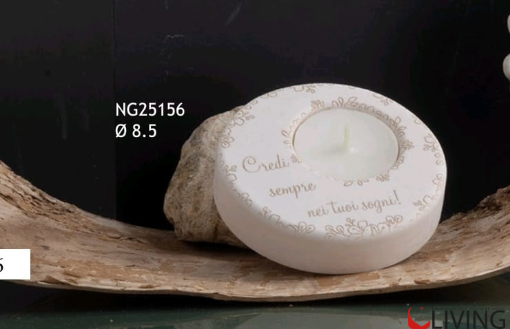 Bomboniera portacandele credi sempre nei tuoi sogni in polvere i marmo di Carrara