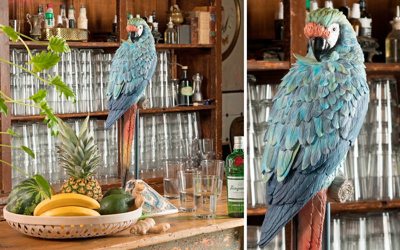 Addobbo tropicale Cacatua bianco su trespolo - immagine 3