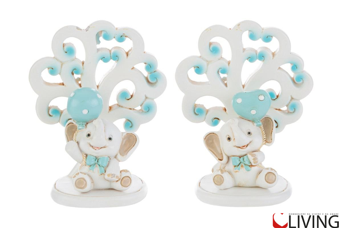 Bomboniera elefantino celeste con albero della vita