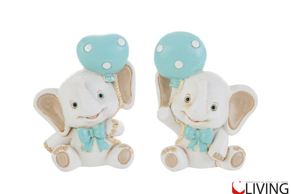 Bomboniera elefante palloncino calamita resina celeste
