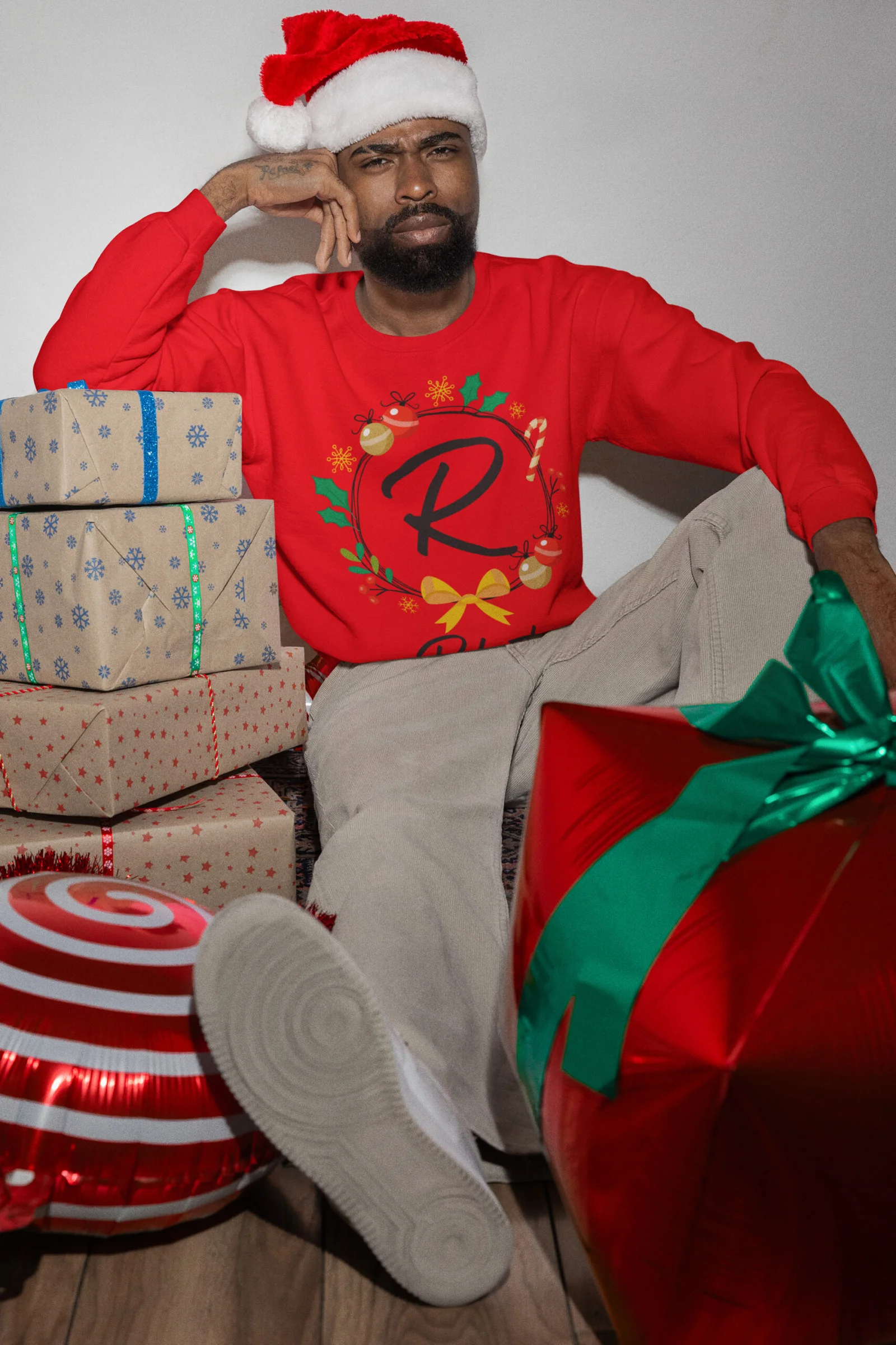 Coppia di Felpe Natale Girocollo PERSONALIZZABILI CON INIZIALE E NOME divertenti idea regalo natale Unisex - immagine 4