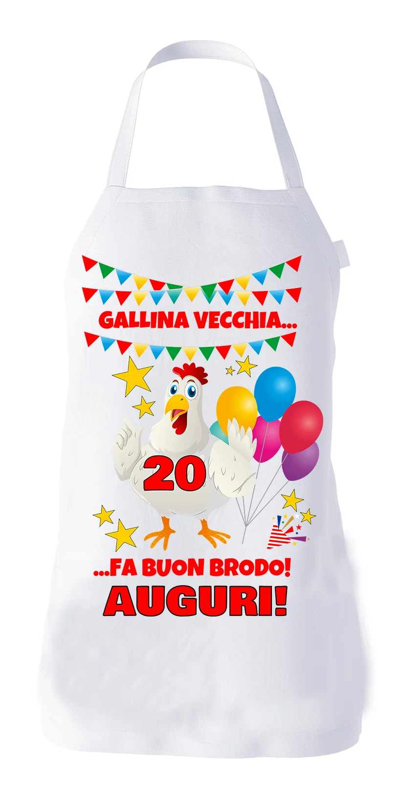 Grembiule Compleanno 20 anni divertente cucina barbecue Gallina vecchia fa buon brodo! Auguri!
