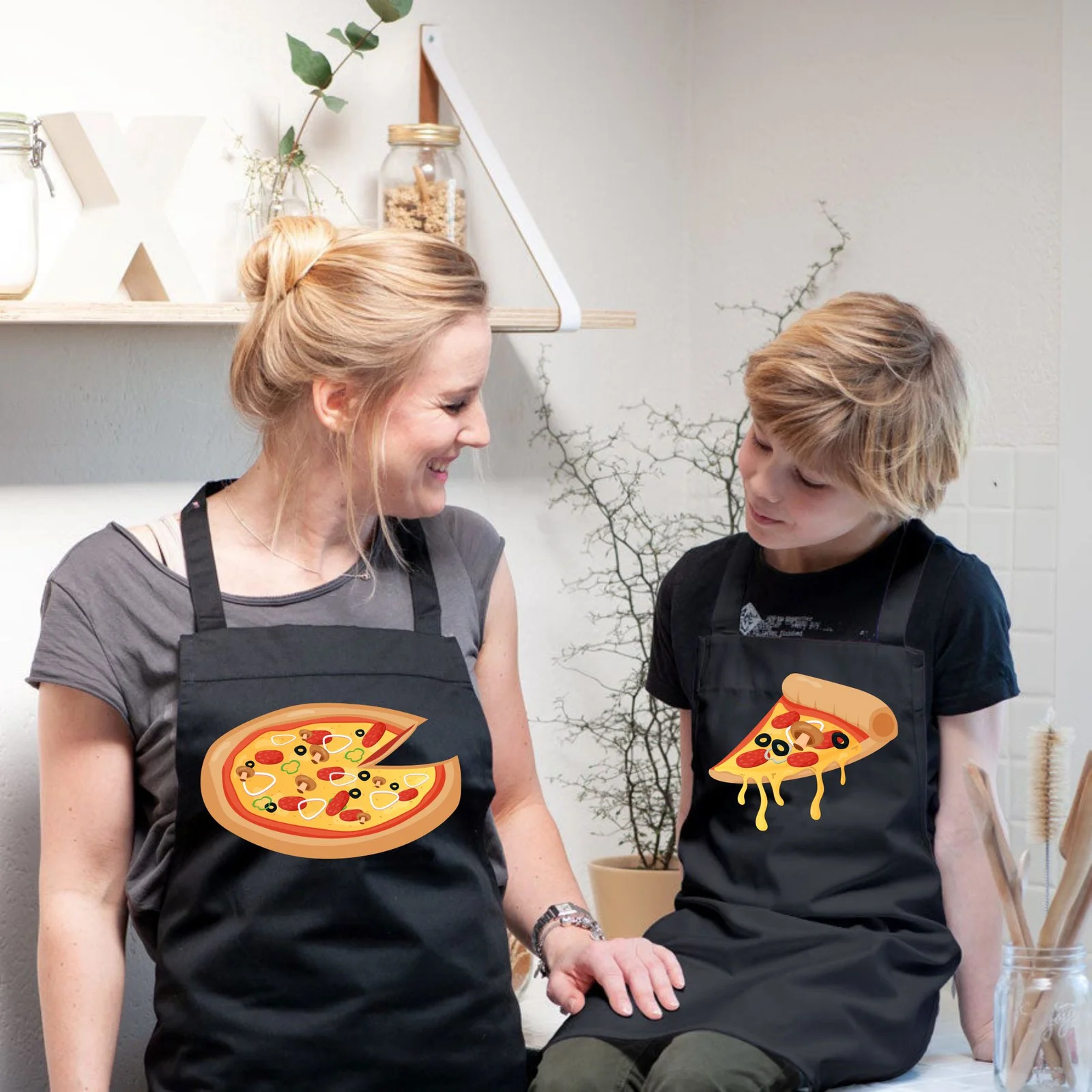 Coppia Grembiuli cucina divertenti Mamma Figlio Festa della Mamma Pizza Idea Regalo Mamma