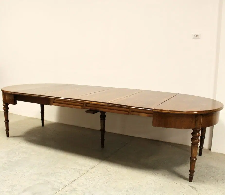 Antico tavolo allungabile Luigi Filippo in noce Italia 19°secolo - immagine 2