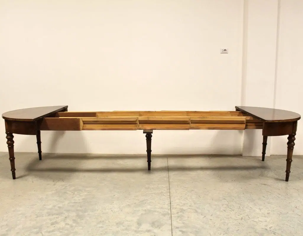 Antico tavolo allungabile Luigi Filippo in noce Italia 19°secolo - immagine 4