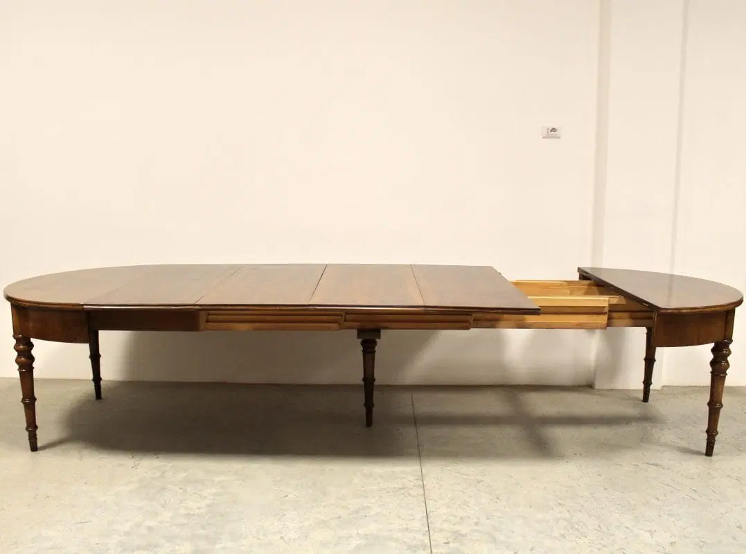 Antico tavolo allungabile Luigi Filippo in noce Italia 19°secolo - immagine 5