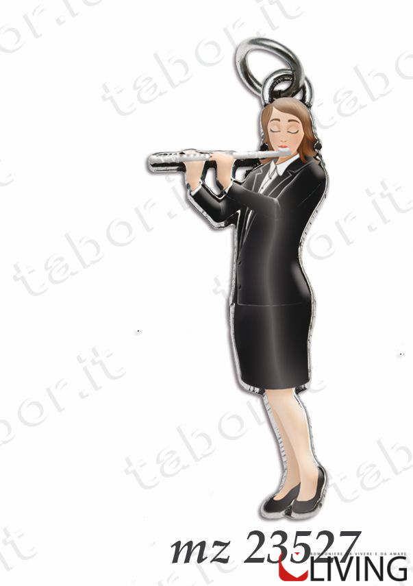 Bomboniera laurea in musica ciondolo flauto donna smaltato