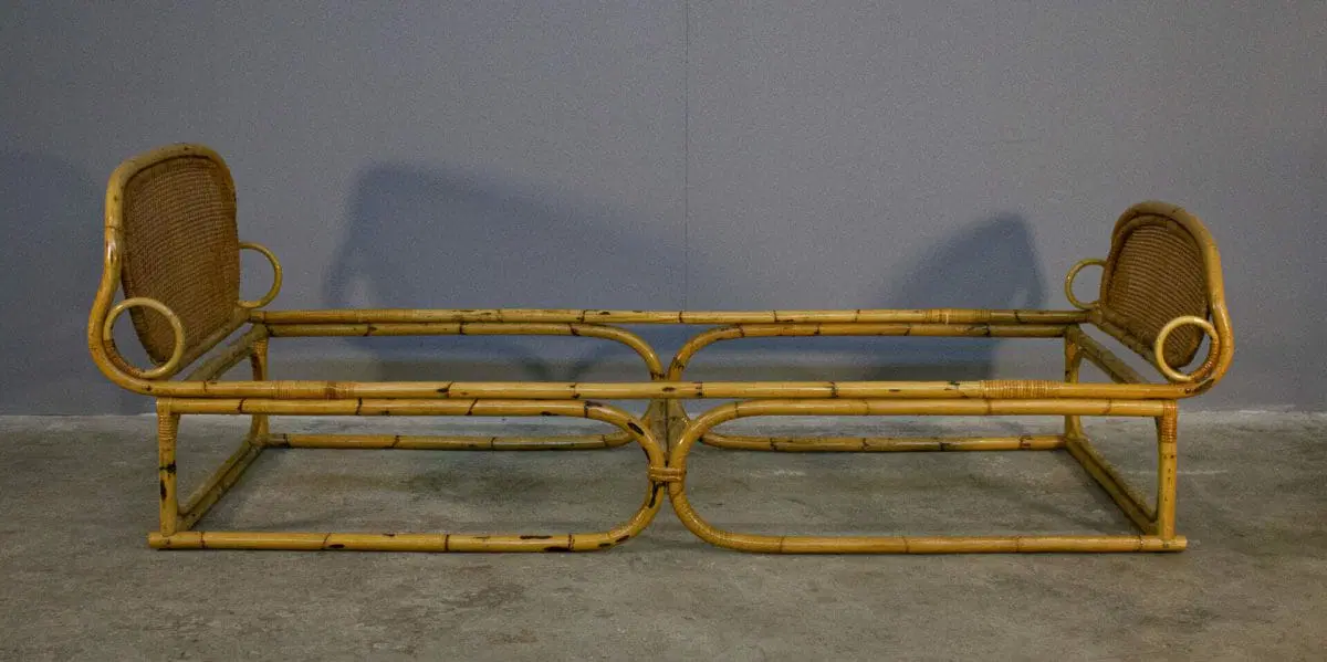 Letto singolo, struttura in bamboo, 1970