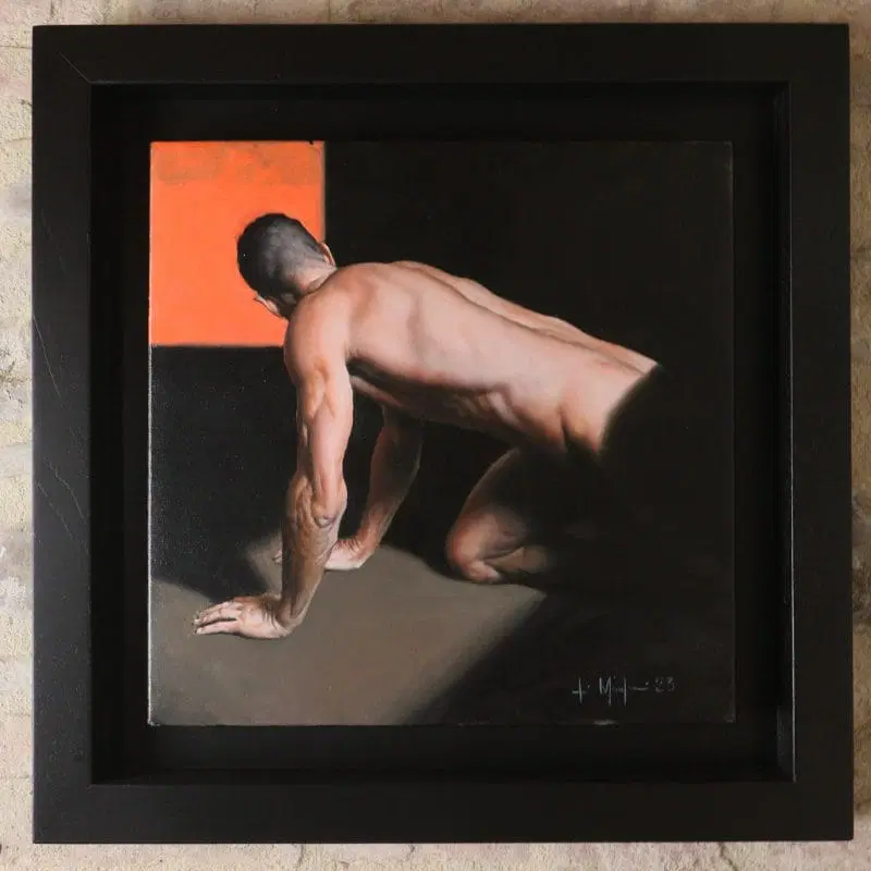 Olio su tela” A Man” di Filippo Manfroni al confine con l’iperrealismo