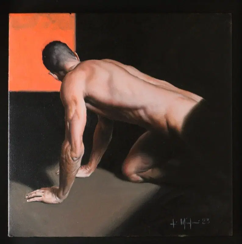 Olio su tela” A Man” di Filippo Manfroni al confine con l’iperrealismo - immagine 2