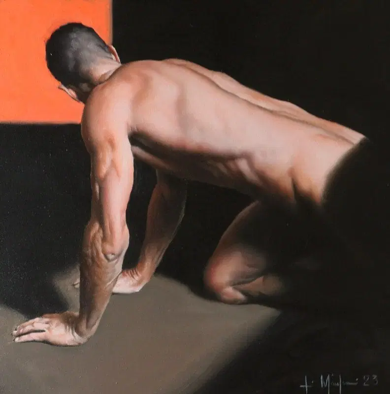 Olio su tela” A Man” di Filippo Manfroni al confine con l’iperrealismo - immagine 3