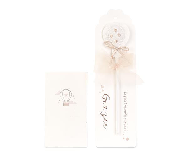 Bomboniera Matrimonio Tema Viaggio Matita Mongolfiera Beige