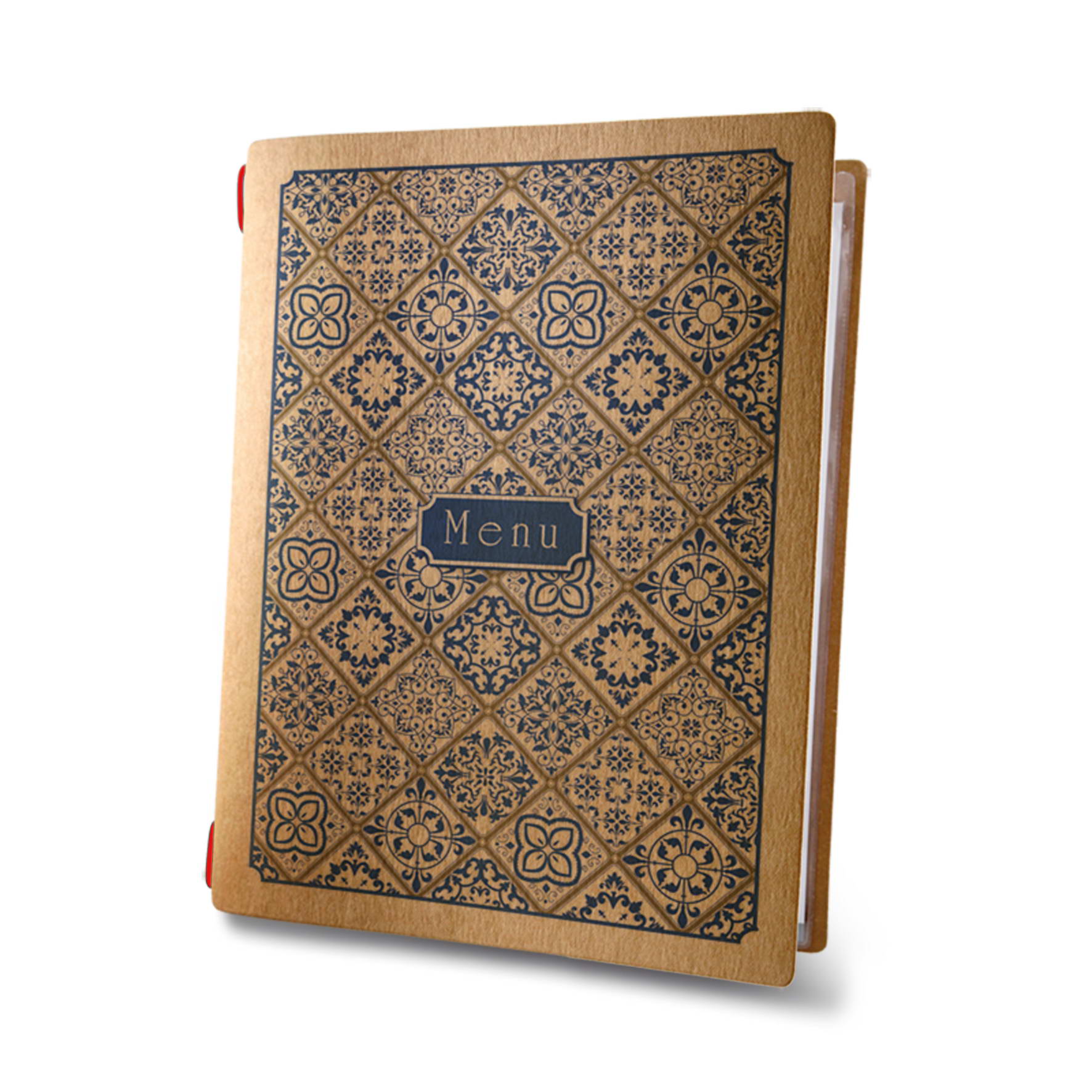 Porta menu custom naturale maiolica a5 solo elastico