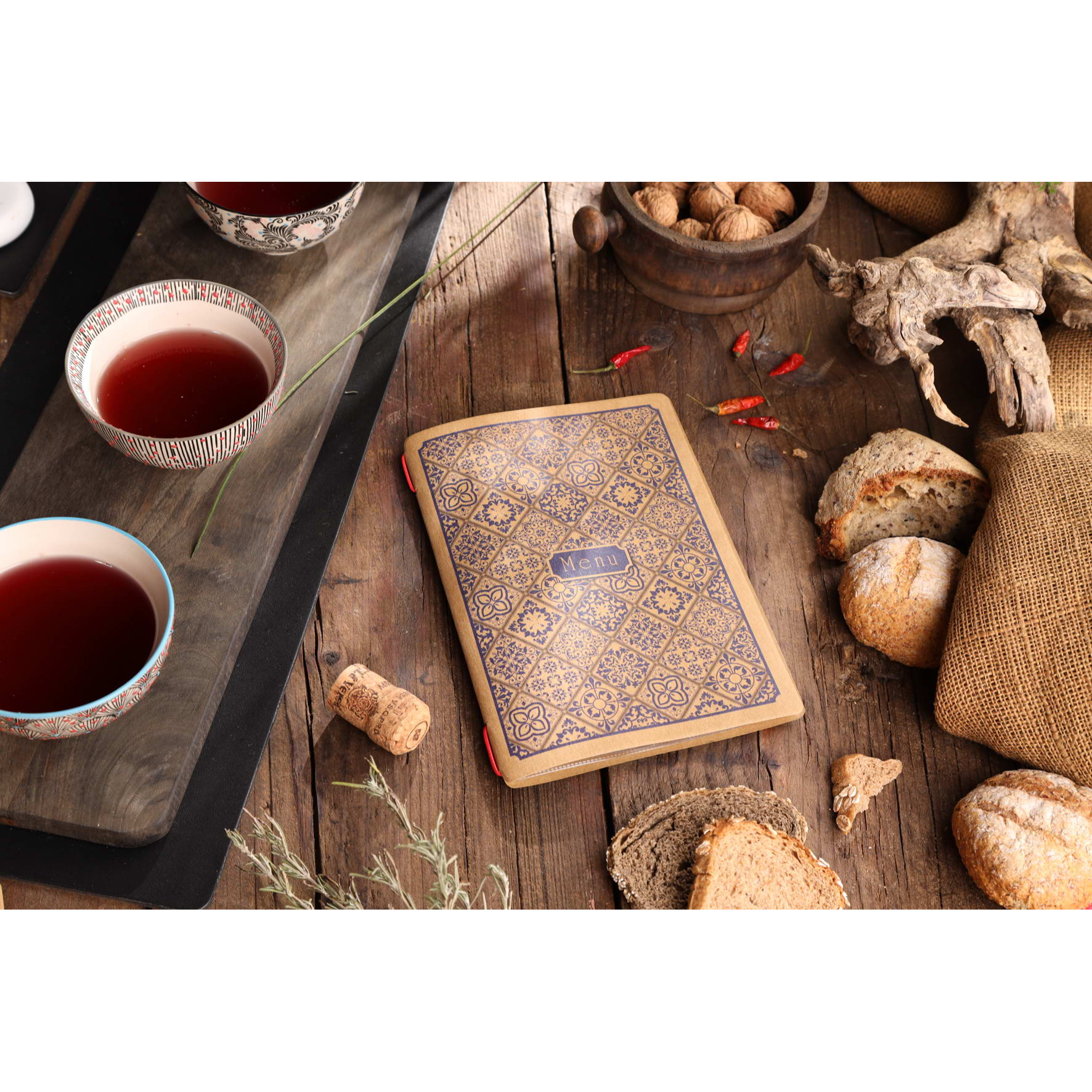 Porta menu custom naturale maiolica a5 solo elastico - immagine 2