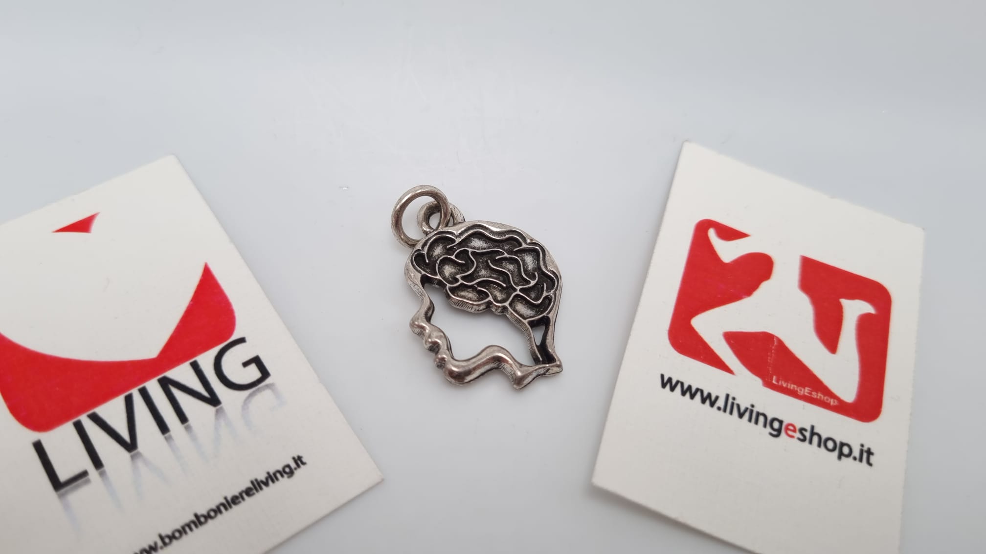 Bomboniera laurea ciondolo cervello in metallo