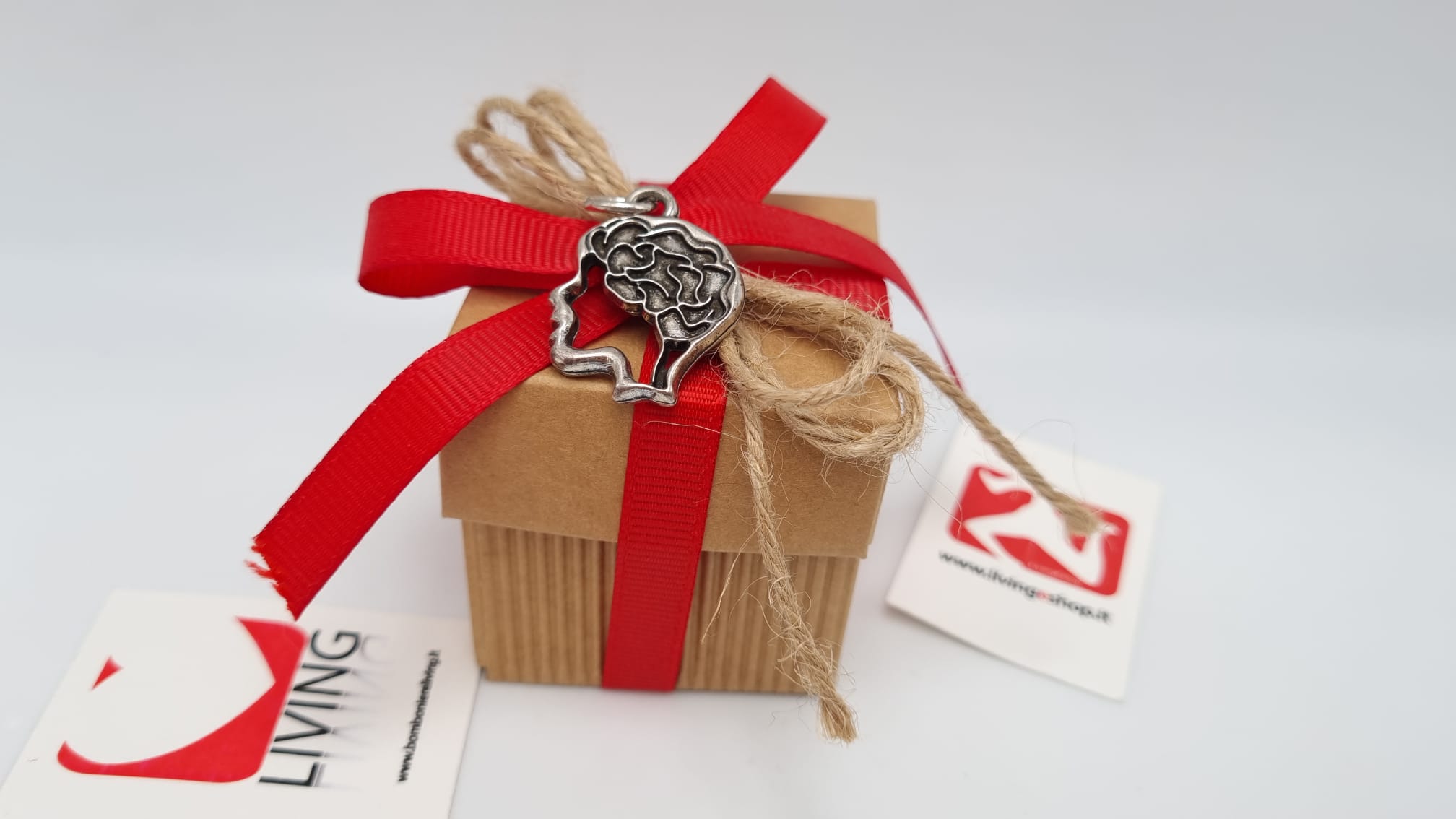 Bomboniera laurea ciondolo cervello in metallo - immagine 3