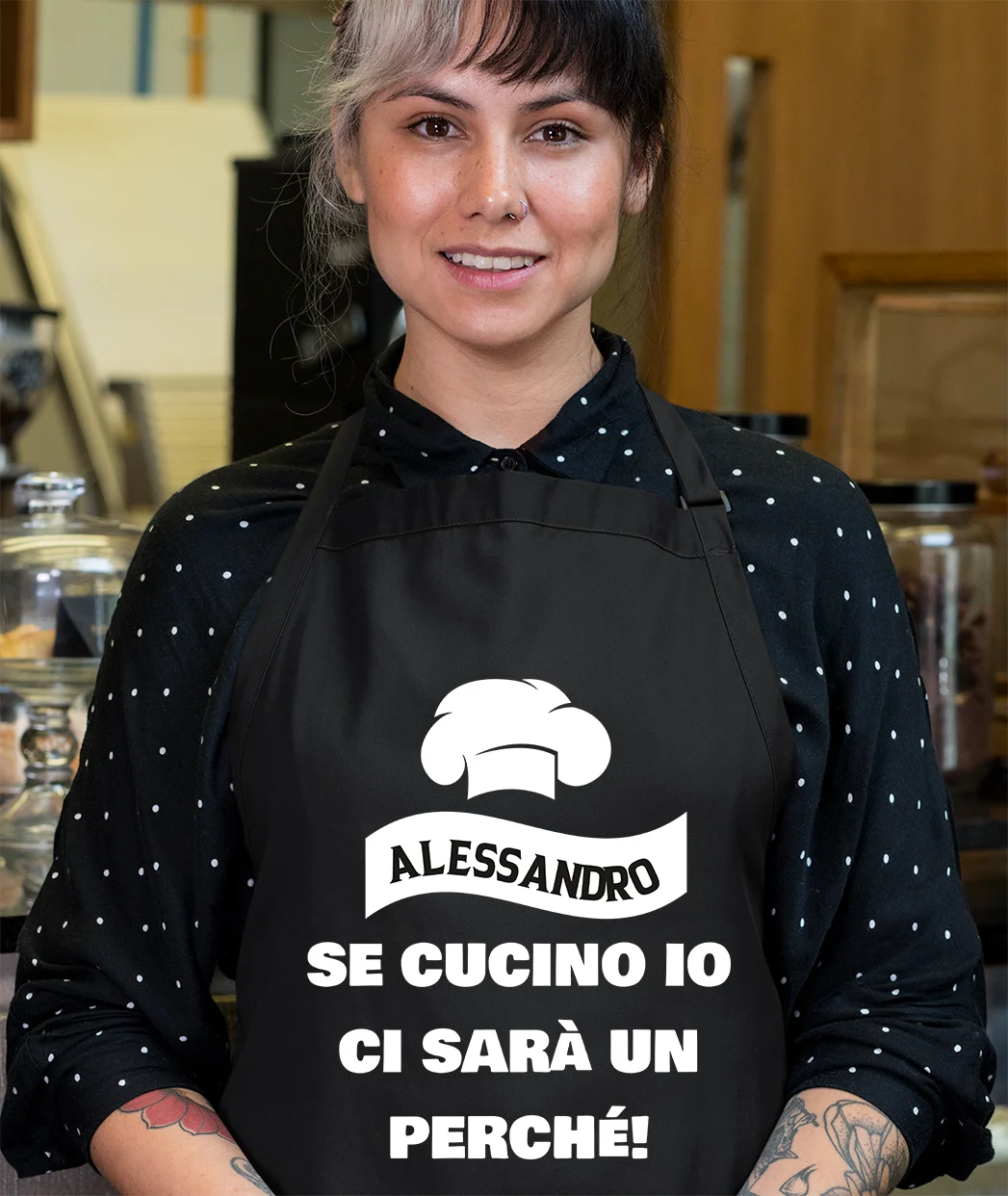 Grembiule da cucina divertenti PERSONALIZZABILE CON NOME Se cucino io ci sarà un perchè Idea Regalo BBQ Barbecue Serial Griller Birra Chef Cuoco - immagine 2