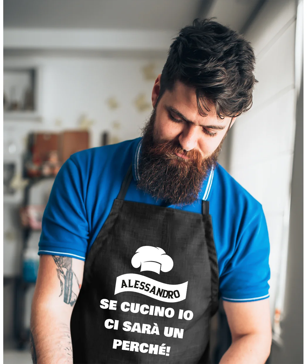 Grembiule da cucina divertenti PERSONALIZZABILE CON NOME Se cucino io ci sarà un perchè Idea Regalo BBQ Barbecue Serial Griller Birra Chef Cuoco