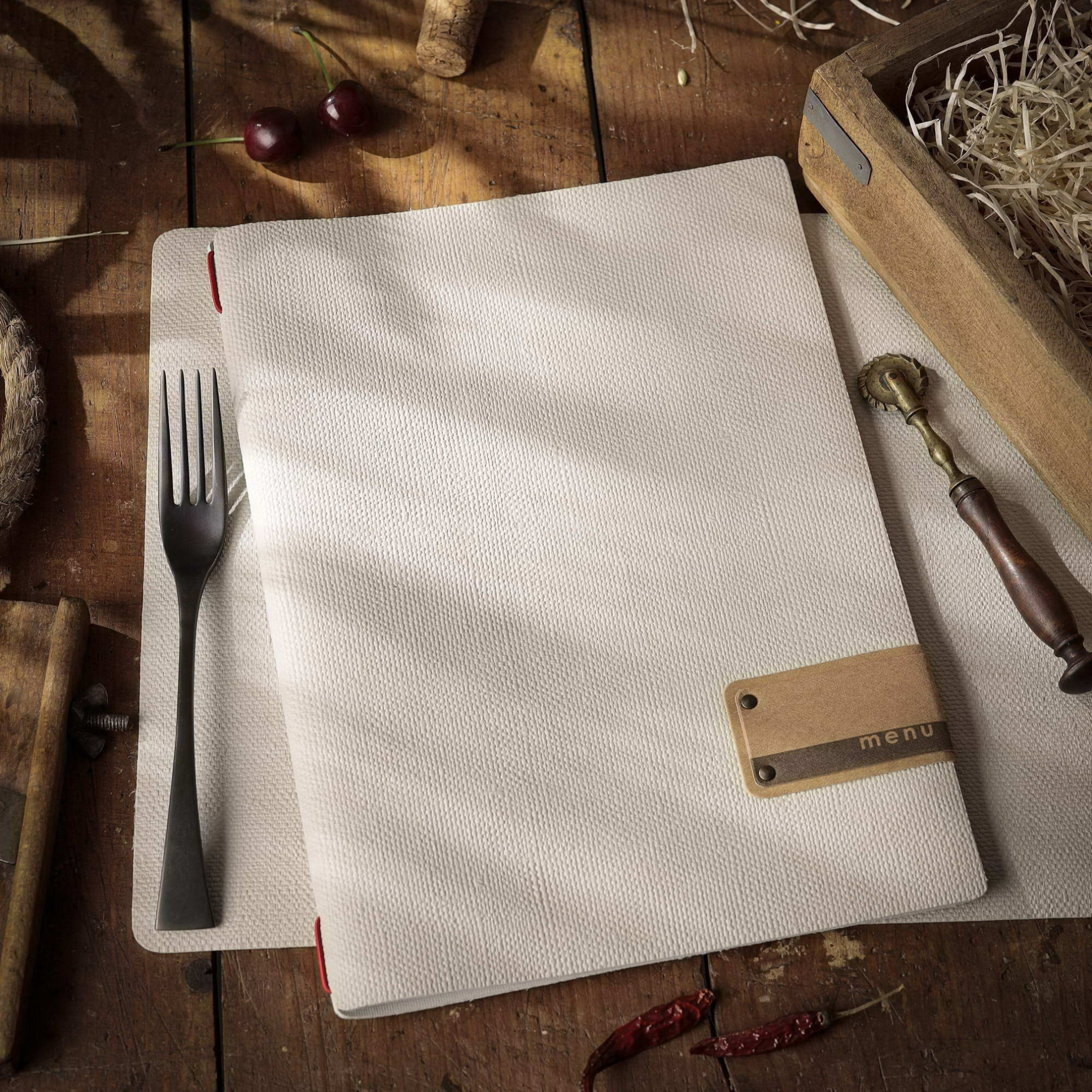 Porta menu juta avorio etichetta patch a4 solo elastico - immagine 4