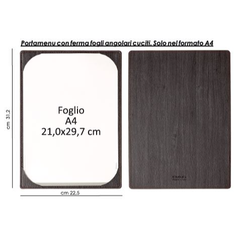 Porta menu wood premium noce a4 mono anta cucito - immagine 2