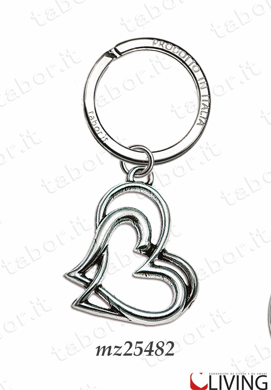Bomboniera portachiavi stilizzato doppio cuore