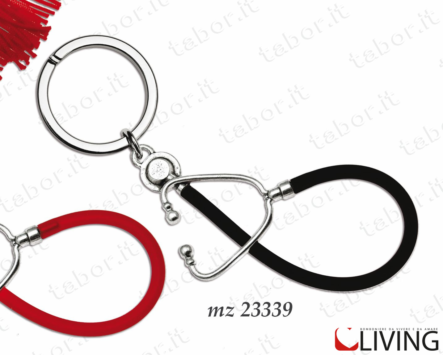 Bomboniera laurea in medicina Portachiavi stetoscopio nero