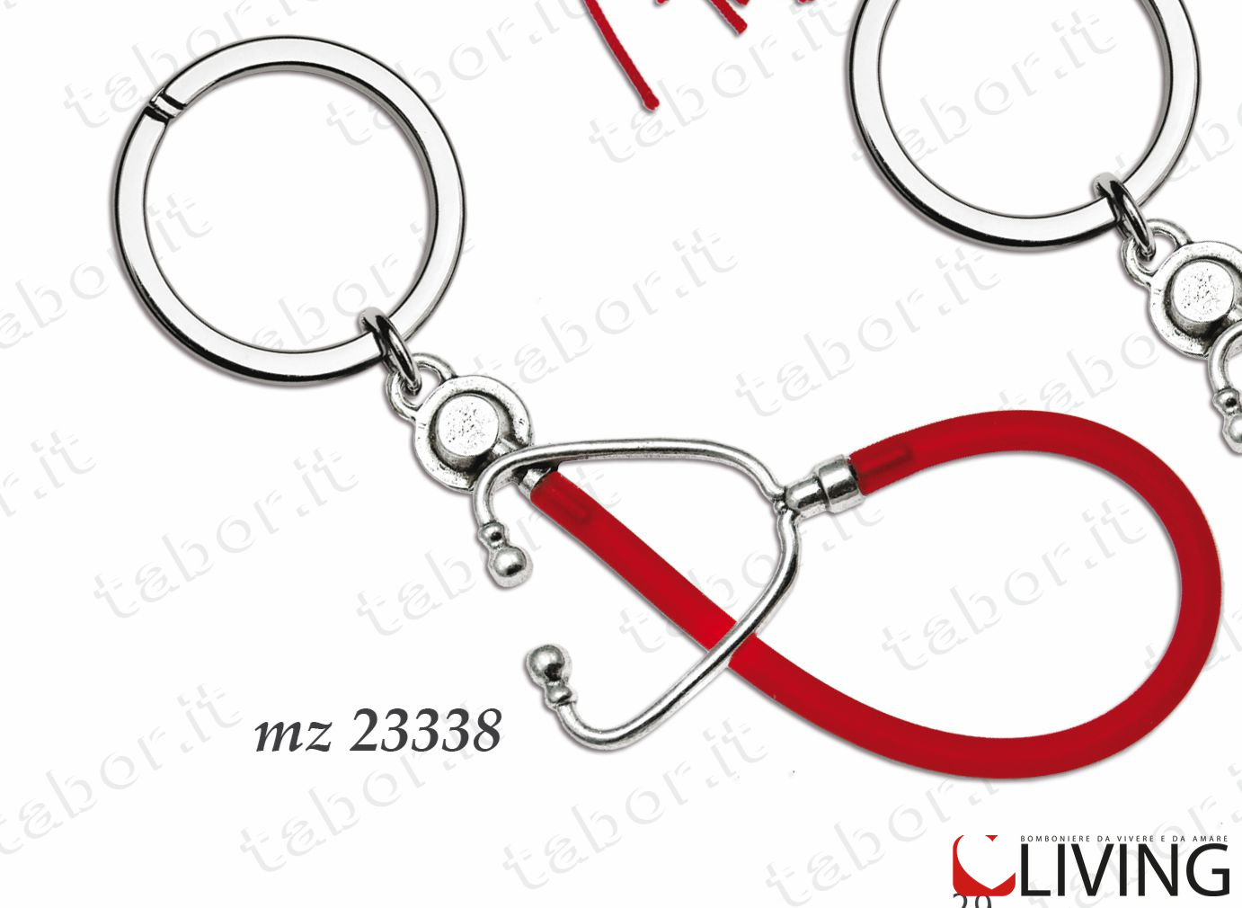 Bomboniera laurea in medicina Portachiavi stetoscopio rosso