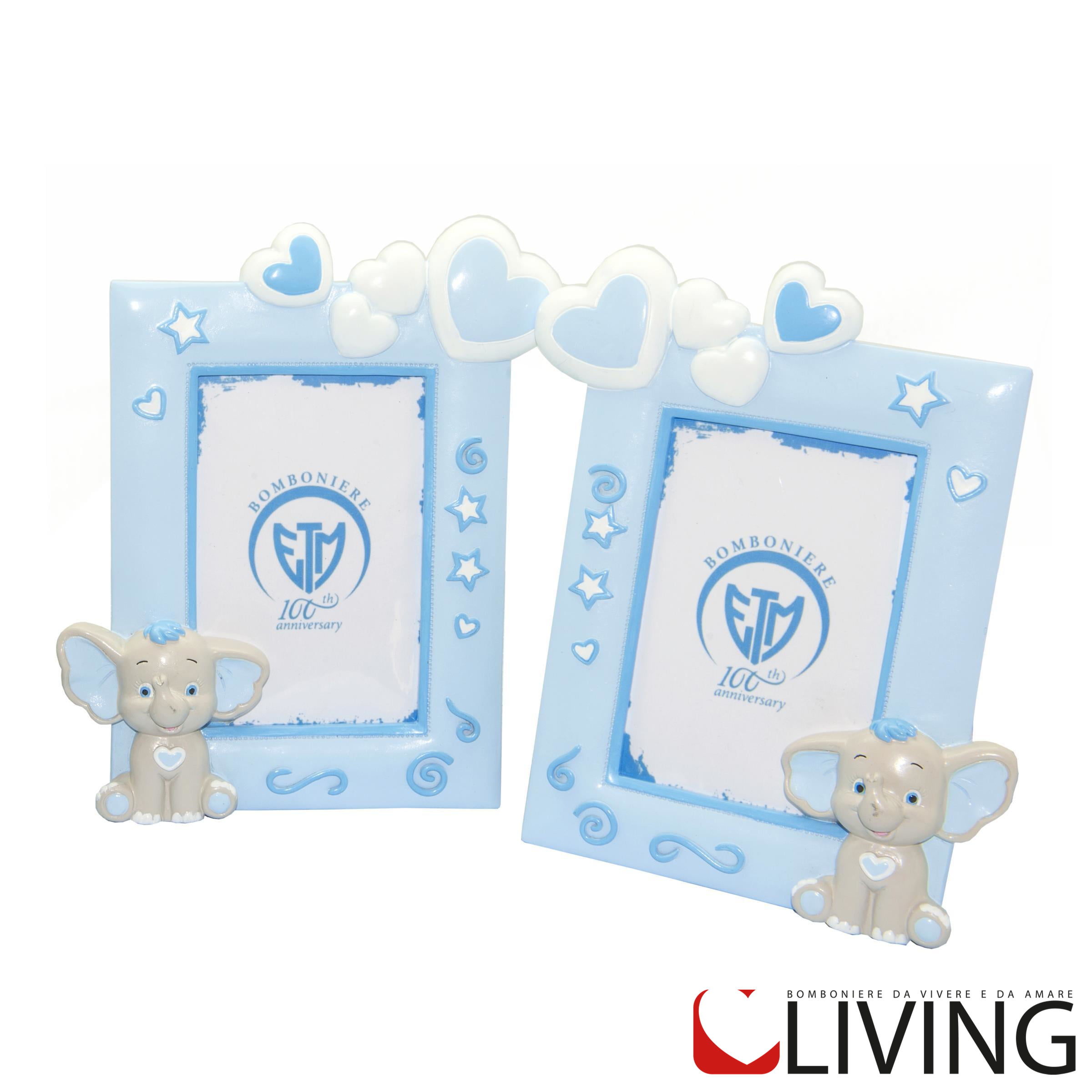 Bomboniera portafoto elefante Willy celeste