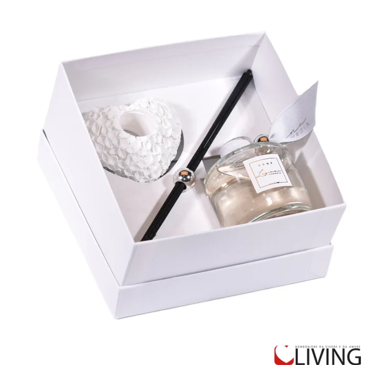Bomboniera profumatore vetro e diffusore in gesso a forma di cuore