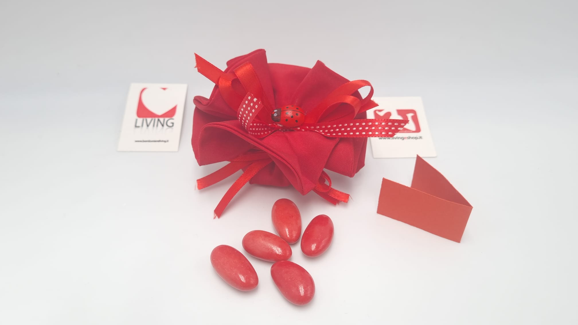 Sacchetto laurea rotondo in taffetà rosso