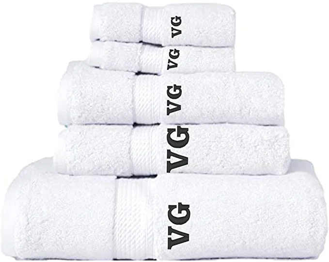 Set di Asciugamani con inizali Ricamate Personalizzate – 1 Pezzo Doccia – 2 Pezzi Mani – 2 salviette