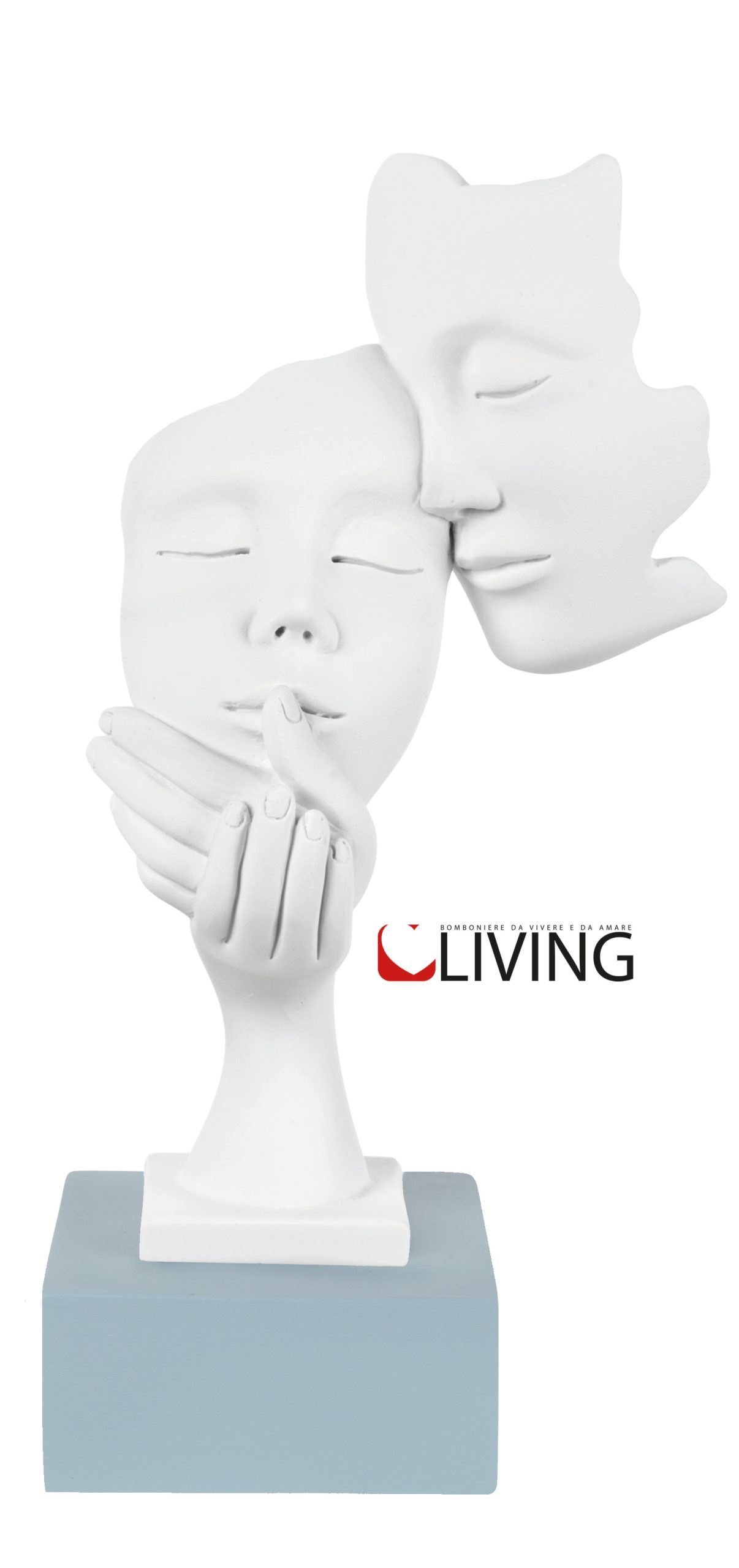 Statua coppia bianca face con base carta da zucchero