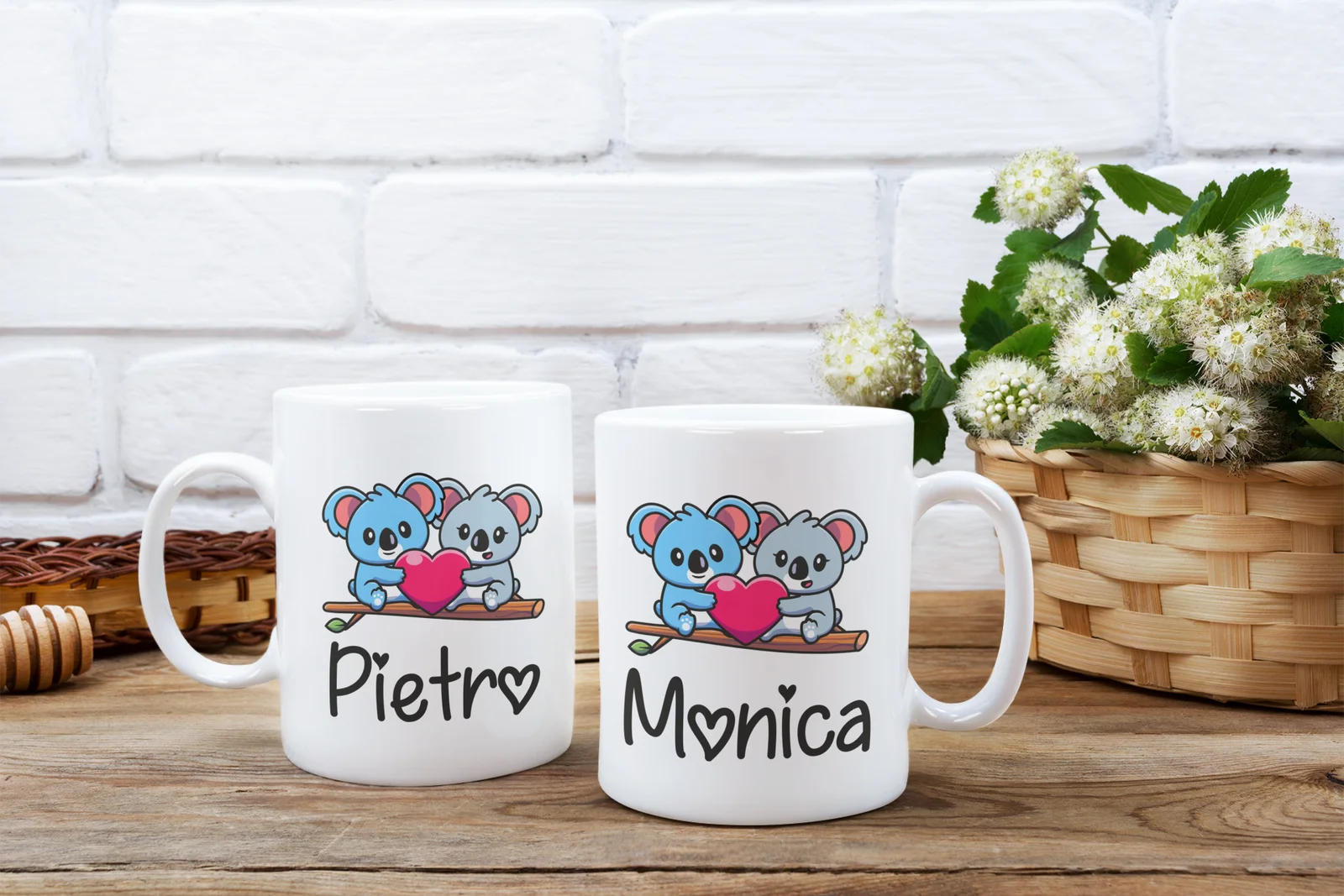 Coppia Tazze SanValentino Regalo Fidanzati Innamorati PERSONALIZZA CON NOME – bear koala – couple