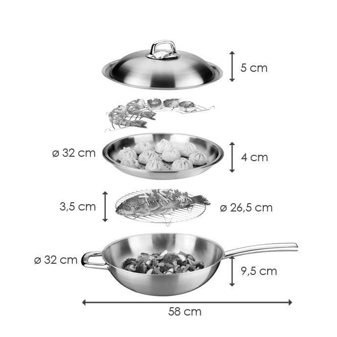 Tescoma President Wok diametro 32 cm in acciaio inox con coperchio - immagine 3