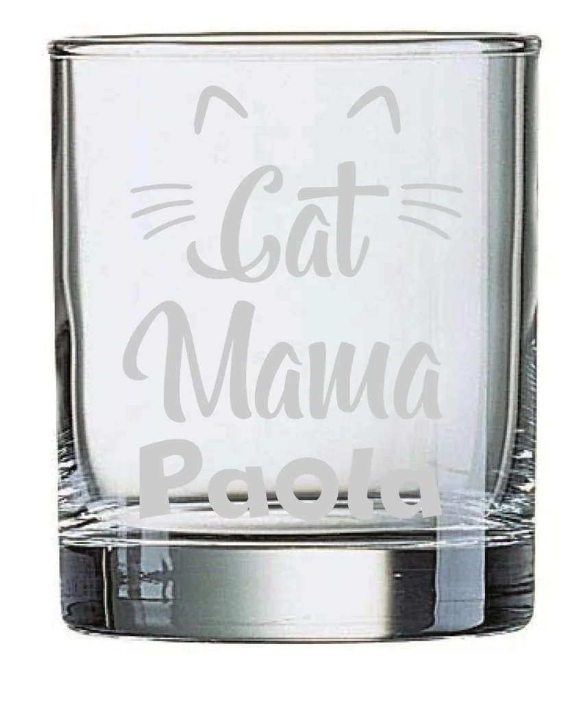 Bicchiere da Whisky Mamma Personalizzabile Festa della Mamma Cat mama – Bicchiere in vetro 31 cl - immagine 2