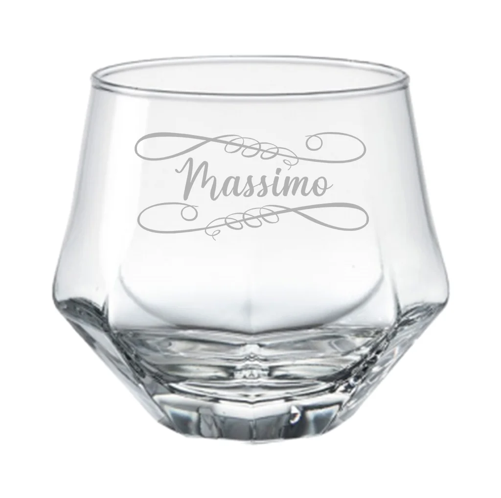 Bicchiere da Whisky diamante diamond glass tumbler inclinabile con incisione PERSONALIZZABILE CON NOME – Regalo per ogni ricorrenza - immagine 2